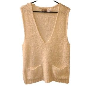 VTG The Import Workshop Sleeveless Sweater Vest Large White
